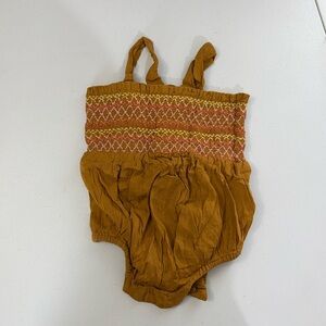 Smocked One-Piece Baby Romper in Mustard